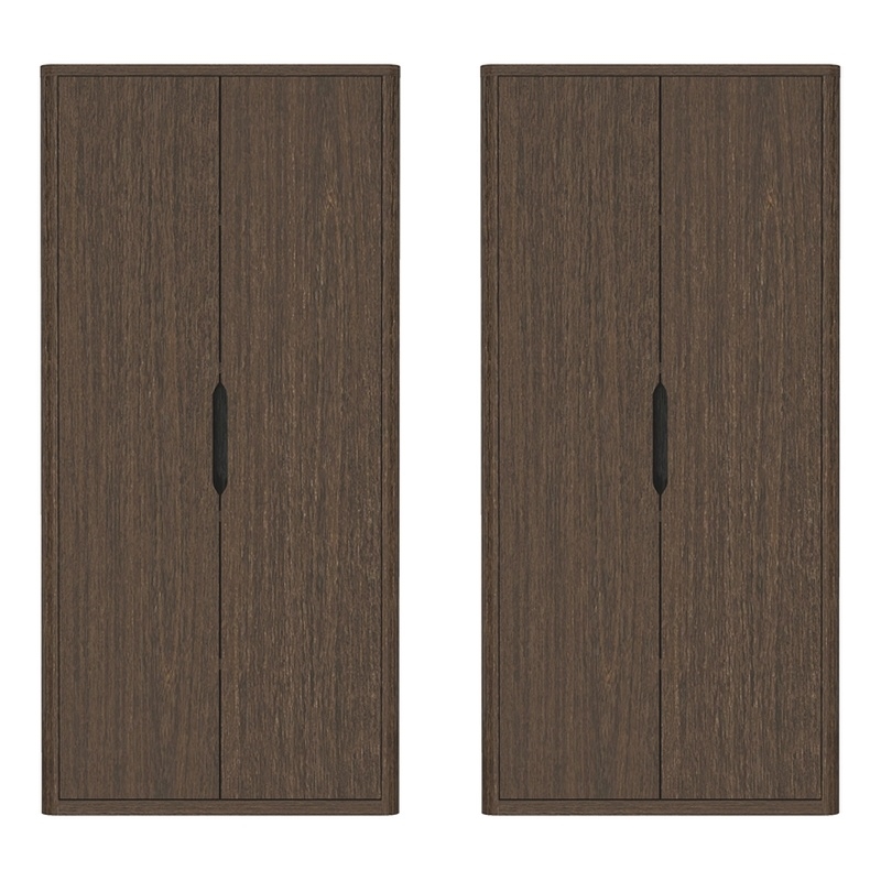 Rivington Modern Bookcase Cabinet in Walnut (5-Shelf) - Set of 2