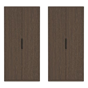 Rivington Modern Bookcase Cabinet in Walnut (5-Shelf) - Set of 2