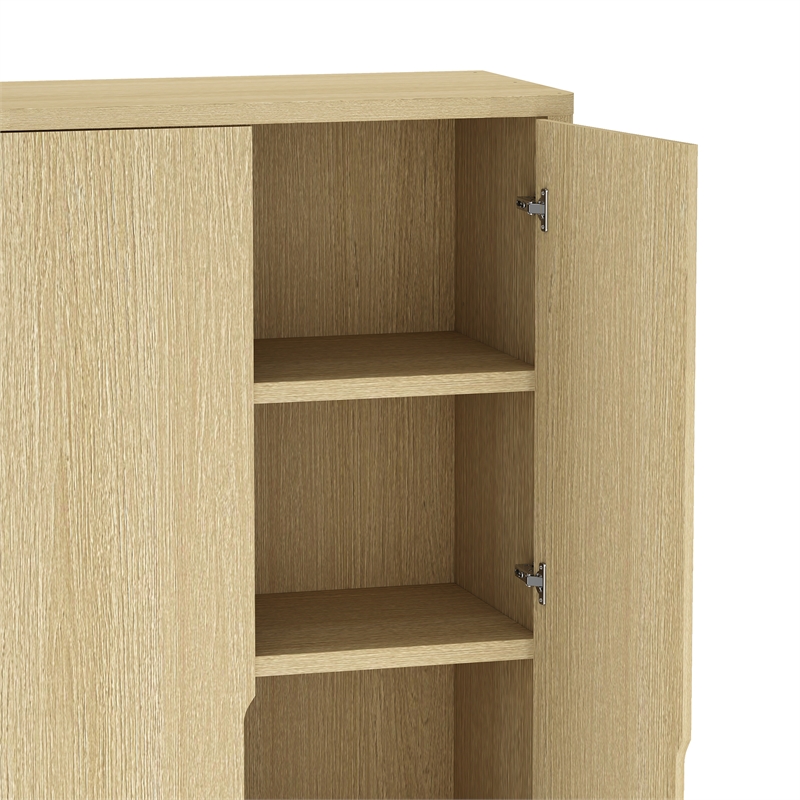 Rivington Modern Bookcase Cabinet in Natural Oak (5-Shelf) - Set of 2