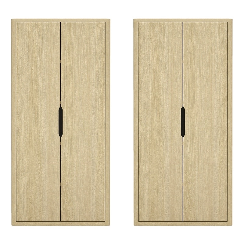 Rivington Modern Bookcase Cabinet in Natural Oak (5-Shelf) - Set of 2