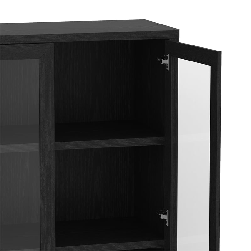 Rivington Modern Bookcase Cabinet in Black (5-Shelf) - Set of 2
