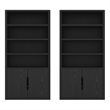Rivington Modern Bookcase Cabinet in Black (4-Shelf) - Set of 2