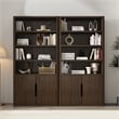 Rivington Modern Bookcase Cabinet in Walnut (4-Shelf) - Set of 2