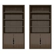 Rivington Modern Bookcase Cabinet in Walnut (4-Shelf) - Set of 2