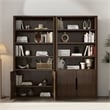Rivington Modern Bookcase Cabinet in Walnut (4-Shelf) - Set of 2