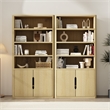 Rivington Modern Bookcase Cabinet in Natural Oak (4-Shelf) - Set of 2