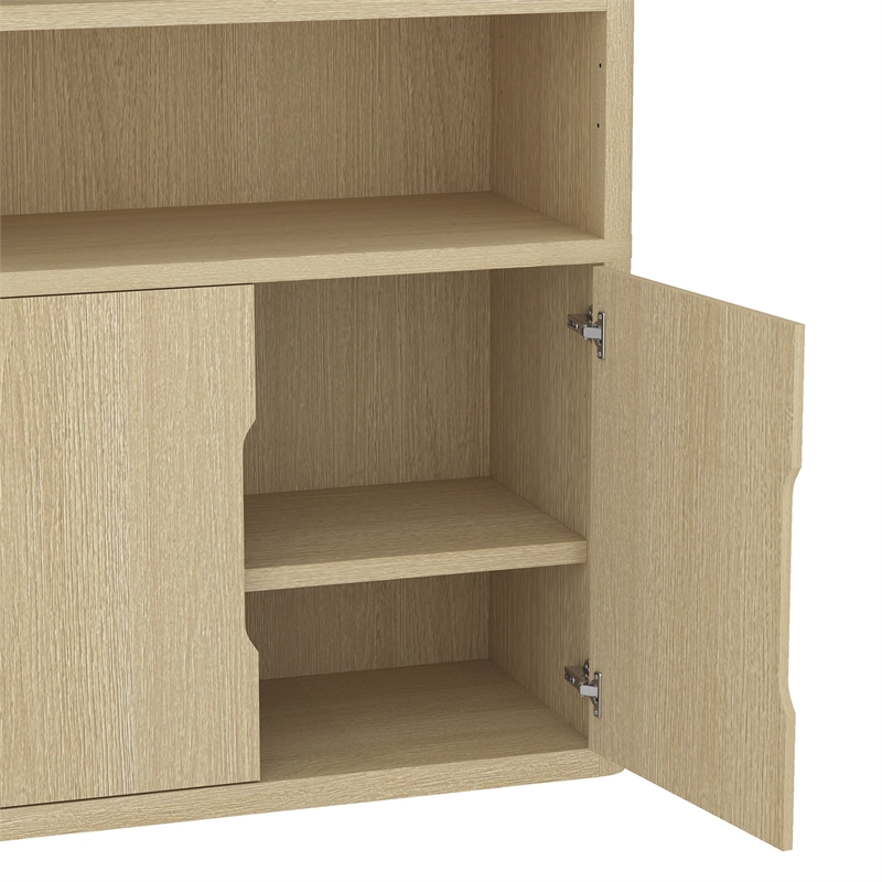 Rivington Modern Bookcase Cabinet in Natural Oak (4-Shelf) - Set of 2