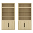 Rivington Modern Bookcase Cabinet in Natural Oak (4-Shelf) - Set of 2