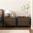 Linda Modern Nightstand in Walnut Brown (2-Drawer) - Set of 2