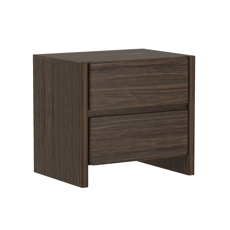 Linda Modern Nightstand in Walnut Brown (2-Drawer) - Set of 2