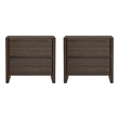 Linda Modern Nightstand in Walnut Brown (2-Drawer) - Set of 2
