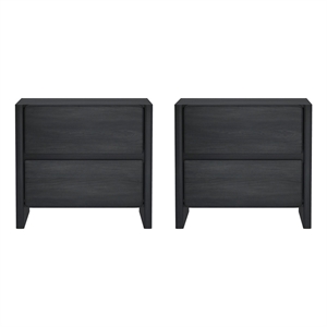 Linda Modern Nightstand in Charcoal Grey (2-Drawer) - Set of 2