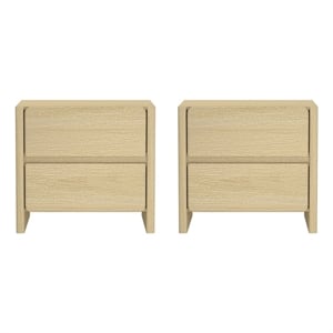 Linda Modern Nightstand in Natural Oak (2-Drawer) - Set of 2