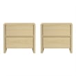 Linda Modern Nightstand in Natural Oak (2-Drawer) - Set of 2