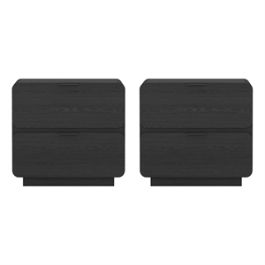 Chrystie Contemporary Modern Nightstand in Black (2-Drawer) - Set of 2