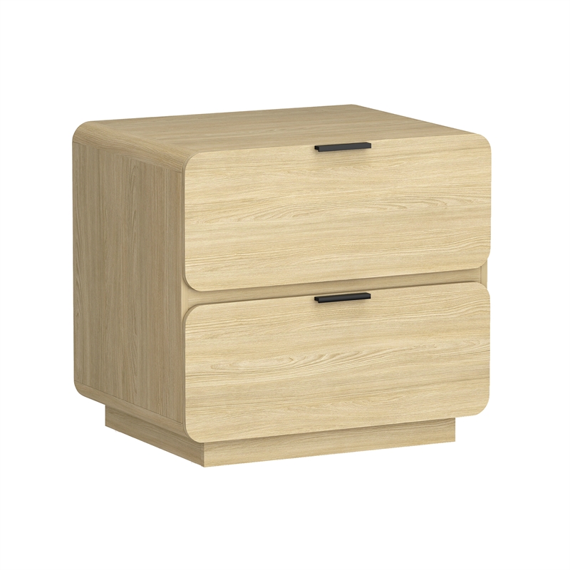 Chrystie Contemporary Modern Nightstand in Natural (2-Drawer) - Set of 2