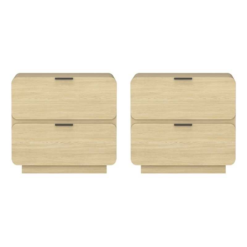 Chrystie Contemporary Modern Nightstand in Natural (2-Drawer) - Set of 2