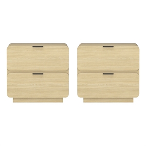 Chrystie Contemporary Modern Nightstand in Natural (2-Drawer) - Set of 2