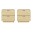 Chrystie Contemporary Modern Nightstand in Natural (2-Drawer) - Set of 2