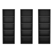 Rivington Modern Open Bookcase in Black (5-Shelf) - Set of 3