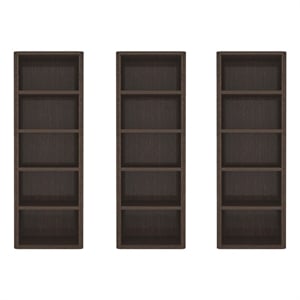 Rivington Modern Open Bookcase in Dark Walnut (5-Shelf) - Set of 3