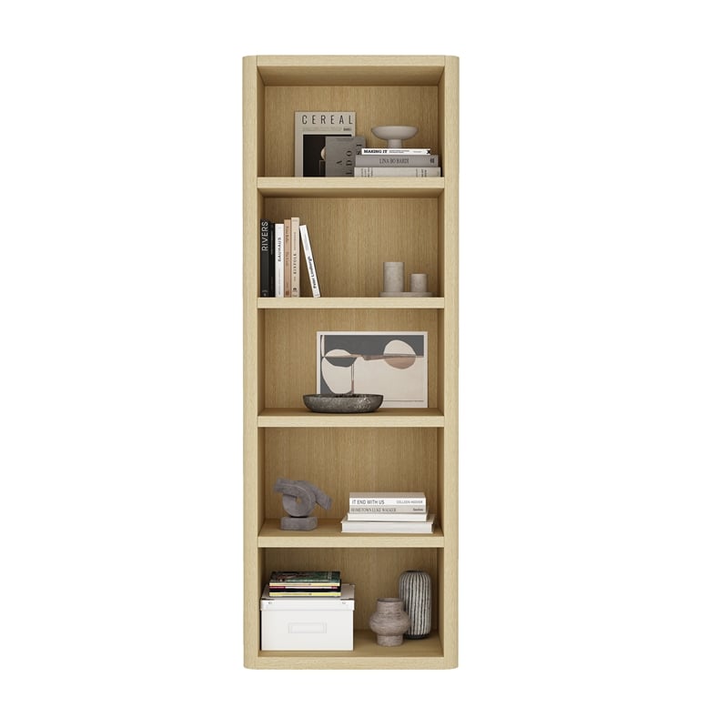 Rivington Modern Open Bookcase in Natural Oak (5-Shelf) - Set of 3