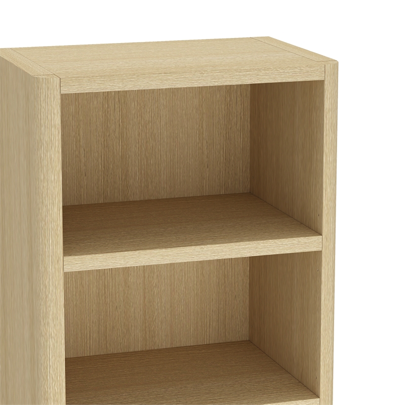 Rivington Modern Open Bookcase in Natural Oak (5-Shelf) - Set of 3