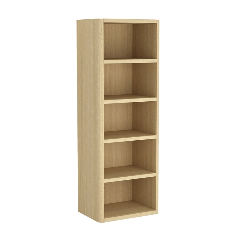 Rivington Modern Open Bookcase in Natural Oak (5-Shelf) - Set of 3