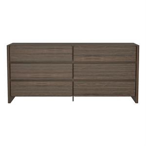 Linda Modern 72&quot Double Wide Dresser in Walnut Brown (6-Drawer)