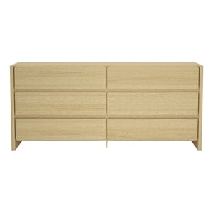 Linda Modern 72&quot Double Wide Dresser in Natural Oak (6-Drawer)