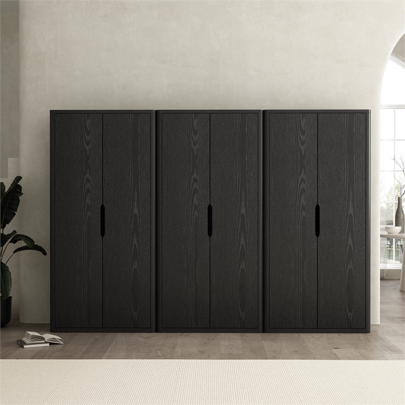 Rivington Modern Bookcase Cabinet in Black (5-Shelf) - Set of 3