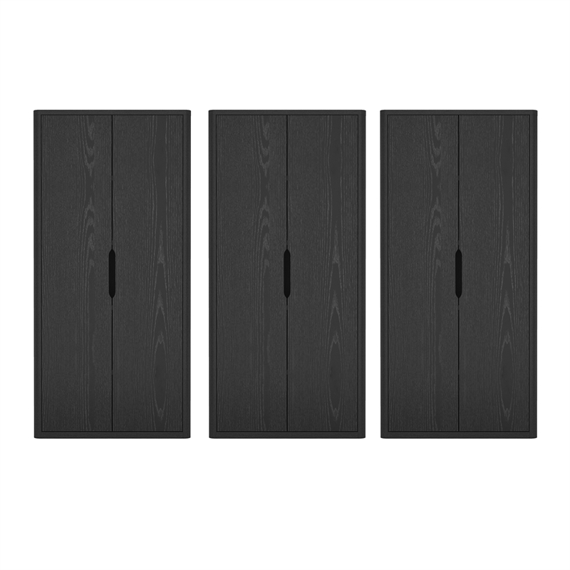 Rivington Modern Bookcase Cabinet in Black (5-Shelf) - Set of 3