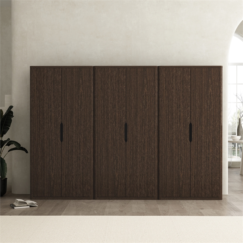 Rivington Modern Bookcase Cabinet in Walnut (5-Shelf) - Set of 3