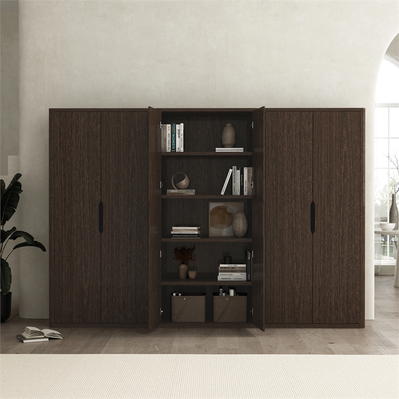 Rivington Modern Bookcase Cabinet in Walnut (5-Shelf) - Set of 3