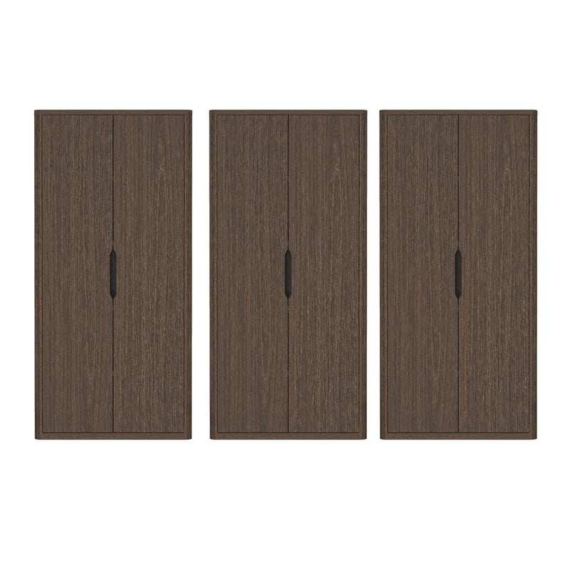 Rivington Modern Bookcase Cabinet in Walnut (5-Shelf) - Set of 3