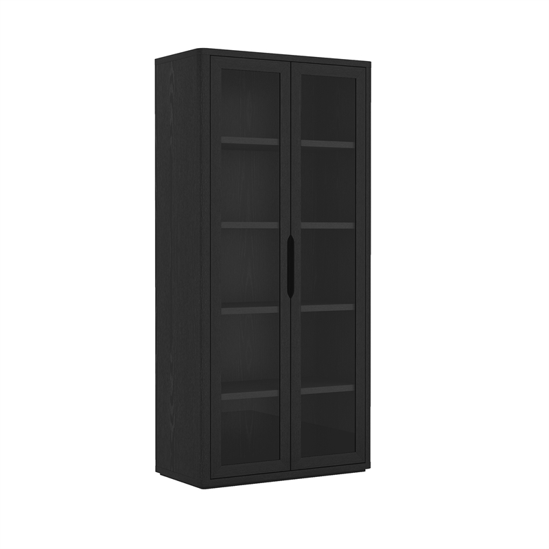 Rivington Modern Bookcase Cabinet in Black (5-Shelf) - Set of 3