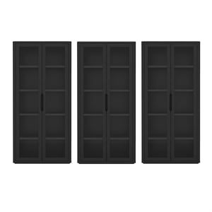 Rivington Modern Bookcase Cabinet in Black (5-Shelf) - Set of 3