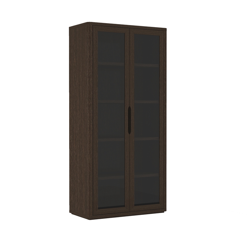 Rivington Modern Bookcase Cabinet in Walnut (5-Shelf) - Set of 3