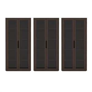 Rivington Modern Bookcase Cabinet in Walnut (5-Shelf) - Set of 3