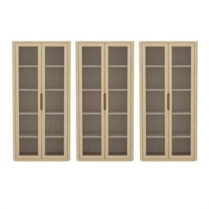 Rivington Modern Bookcase Cabinet in Natural Oak (5-Shelf) - Set of 3