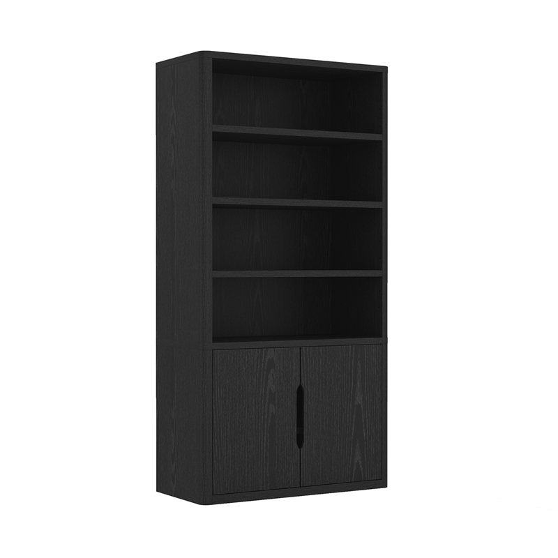 Rivington Modern Bookcase Cabinet in Black (4-Shelf) - Set of 3
