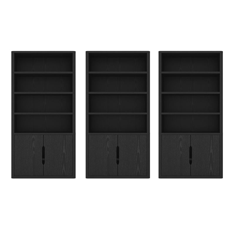Rivington Modern Bookcase Cabinet in Black (4-Shelf) - Set of 3