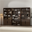Rivington Modern Bookcase Cabinet in Walnut (4-Shelf) - Set of 3