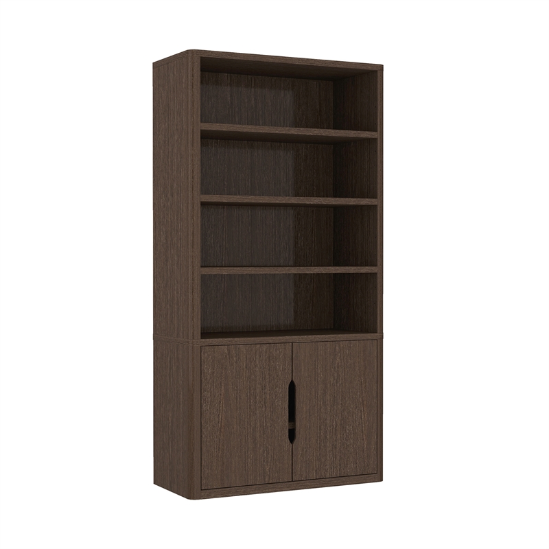 Rivington Modern Bookcase Cabinet in Walnut (4-Shelf) - Set of 3