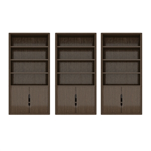 Rivington Modern Bookcase Cabinet in Walnut (4-Shelf) - Set of 3