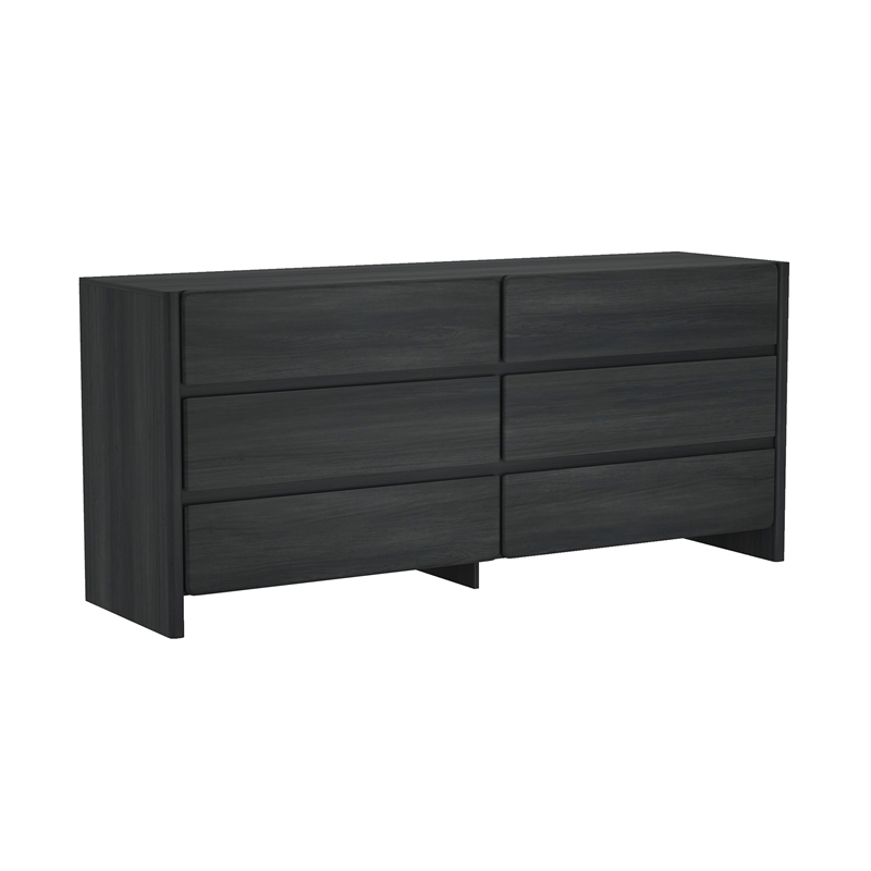 Linda Modern 2-Piece Double Wide Dresser and Nightstand in Charcoal Grey