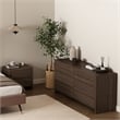 Linda Modern 2-Piece Double Wide Dresser and Nightstand in Walnut Brown