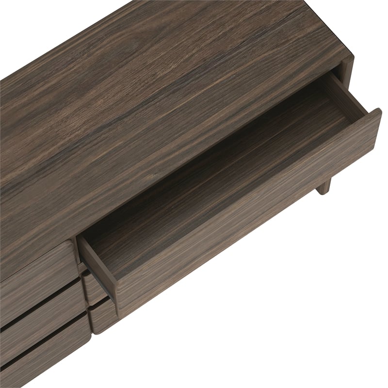 Linda Modern 2-Piece Double Wide Dresser and Nightstand in Walnut Brown