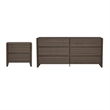 Linda Modern 2-Piece Double Wide Dresser and Nightstand in Walnut Brown