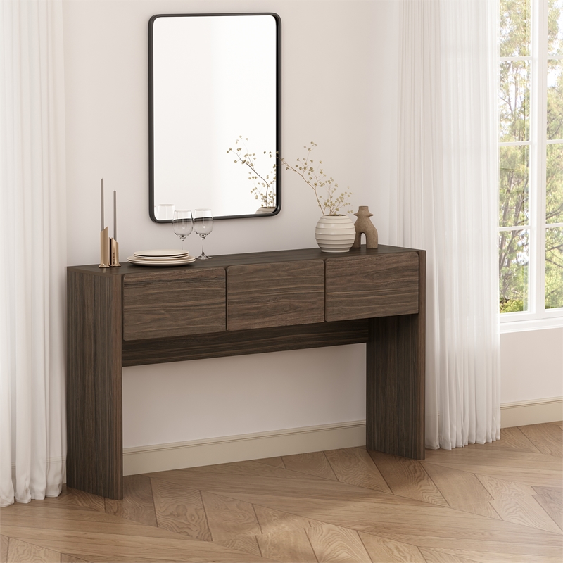 Linda Modern Console Table in Walnut Brown